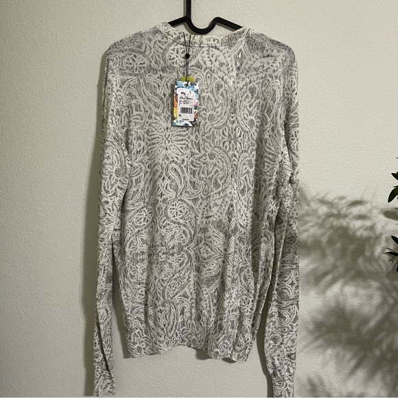 NWT Robert Graham Men's Taurus Linen-Cotton Damask Sweater - Picture 5 of 8